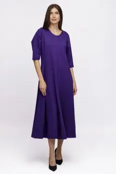 Rochie cambrata din vascoza plina, mov imagine