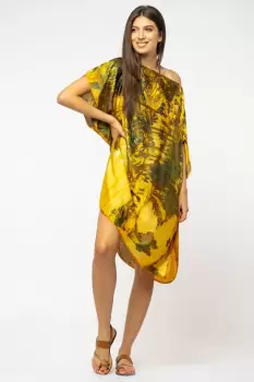 Rochie de plaja tip poncho din matase cu imprimeu inspirat din pictura moderna imagine