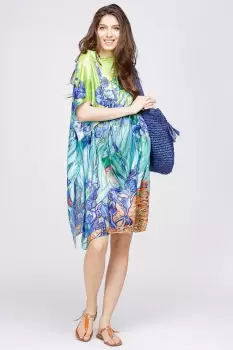 Rochie de plaja tip poncho din matase cu reproducere dupa Irisi - de Van Gogh imagine