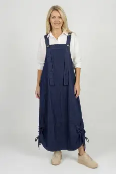 Rochie de vara tip sarafan lung cu bretele si snur reglabil, din denim subtire imagine