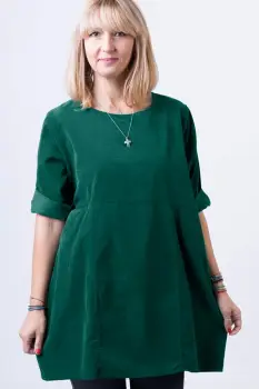 Rochie din catifea reiata, oversize, verde imagine