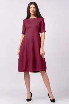 Rochie lalea cambrata din jerseu punto milano, bordo imagine