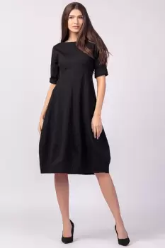 Rochie lalea cambrata din jerseu punto milano, neagra imagine