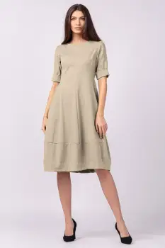 Rochie lalea cambrata din vascoza elastica, bej imagine