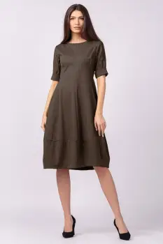 Rochie lalea cambrata din vascoza elastica, maron imagine
