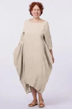 Rochie lalea in colturi, din in bej imagine