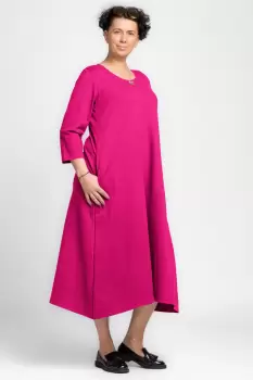 Rochie lunga A-line din jerseu punto milano, fucsia imagine