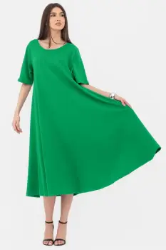 Rochie lunga A-line verde crud, din tricot de bumbac imagine