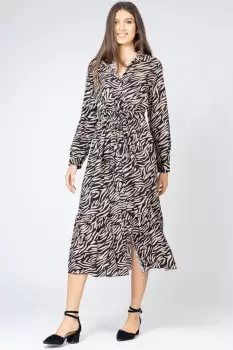 Rochie lunga animal print, tip camasa, din vascoza imagine