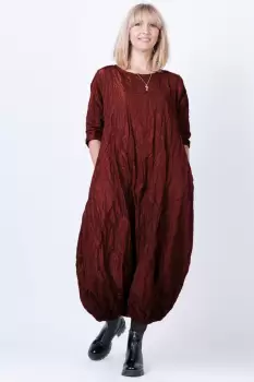 Rochie lunga gogosar din tafta cu memorie, bordo metalizat imagine