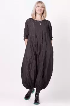 Rochie lunga gogosar din tafta cu memorie, maro imagine