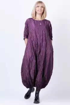 Rochie lunga gogosar din tafta cu memorie, mov metalizat imagine