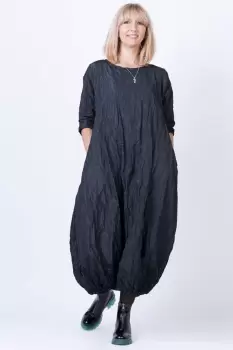 Rochie lunga gogosar din tafta cu memorie, neagra imagine