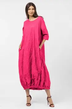 Rochie lunga gogosar din vascoza sifonata, fucsia imagine