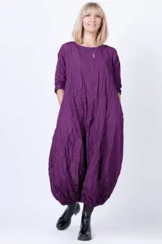 Rochie lunga gogosar din vascoza sifonata, mov imagine