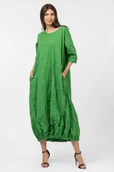 Rochie lunga gogosar din vascoza sifonata, verde imagine