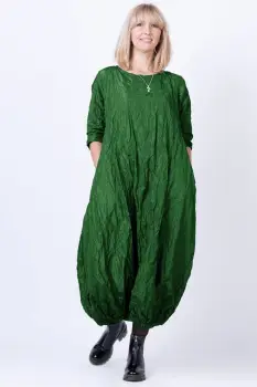 Rochie lunga gogosar din vascoza sifonata, verde imagine