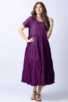 Rochie lunga mov cu patru volane imagine