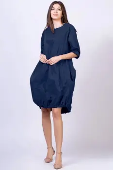 Rochie midi gogosar din tafta cu memorie, bleumarin imagine