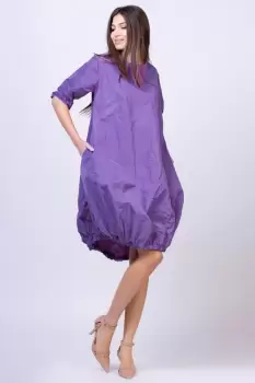 Rochie midi gogosar din tafta cu memorie, mov imagine