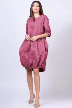 Rochie midi gogosar din tafta cu memorie, roz prafuit imagine