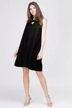 Rochie neagra, din poplin de bumbac, cu funda la spate imagine