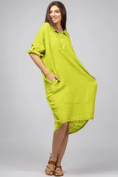 Rochie verde neon din in Stella Milani cu inel metalic pe spate imagine