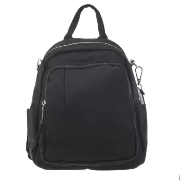 Rucsac chic din fas negru lucios, cu fermoar vertical ascuns si bareta de umar imagine