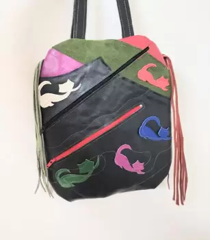 Rucsac handmade multicolor cu pisicute,unicat imagine