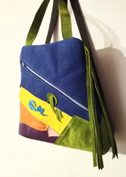 Rucsac multicolor ,din piele naturala ,cu pisicute colorate, unicat imagine