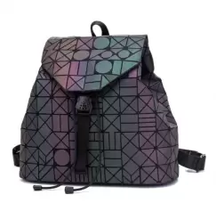 Rucsac reflectorizant 3D cu elemente geometrice cerc-triunghi, cameleon imagine