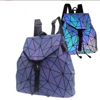 Rucsac reflectorizant 3D cu elemente geometrice triunghiulare, mov imagine