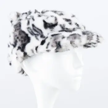 Sapca cu cozoroc din blanita si interior matlasat, animal print alb imagine