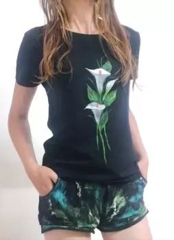 Tricou cu cale, pictat manual imagine