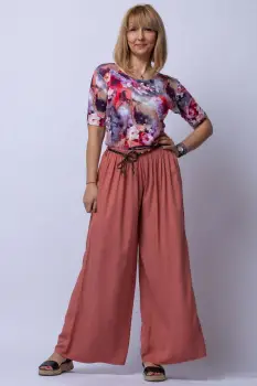 Tricou din vascoza cu imprimeu multicolor imagine