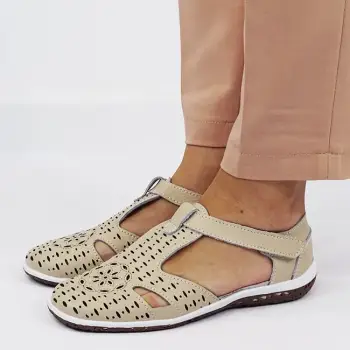 Balerini bej din piele naturala 5121 M5 imagine