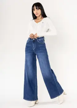 Blugi albastrii dama wide leg Nina Carter YY300-9 M10 imagine