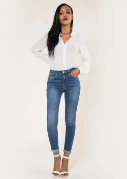 Blugi Dama Albastri Slim Nina Carter P078-1 M9 imagine