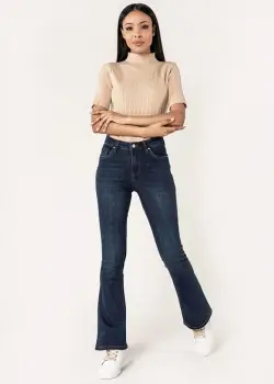 Blugi Dama Albastru inchis Evazati Nina Carter P079 M8 imagine