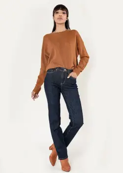 Blugi Dama Albastru inchis Straight Nina Carter P517-18 M9 imagine