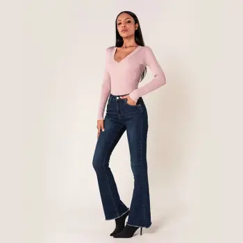 Blugi Dama Evazati BoatCut Nina Carter Albastru Inchis P218-5A M10 imagine