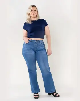 Blugi dama evazati marimi mari Nina Carter albastri P603-5 M10 imagine