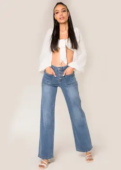 Blugi Dama Evazati Nina Carter Albastri P139-5 M7 imagine