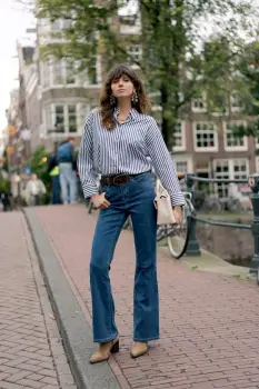 Blugi dama evazati Oraije albastru inchis JD292F-6 imagine