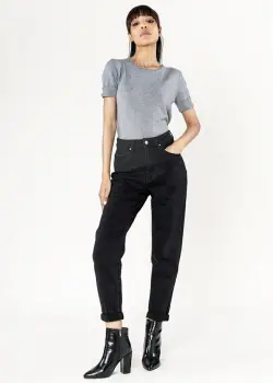 Blugi dama Mom Fit Nina Carter Negru P502-8 M10 imagine