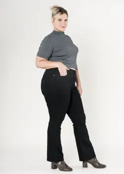 Blugi dama regular fit marimi mari Nina Carter negru P612-8  M10 imagine