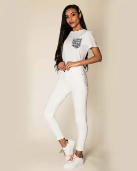 Blugi Dama Slim Nina Carter Albi P109-2 imagine