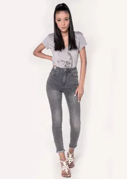 Blugi Dama Slim Nina Carter Gri inchis P190-17A M9 imagine