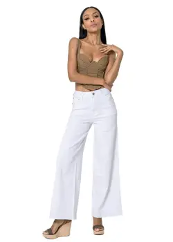 Blugi dama wide leg Nina Carter Alb YY300-1 M10 imagine