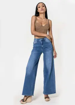 Blugi dama wide leg Nina Carter Albastru YY300-1 M10 imagine